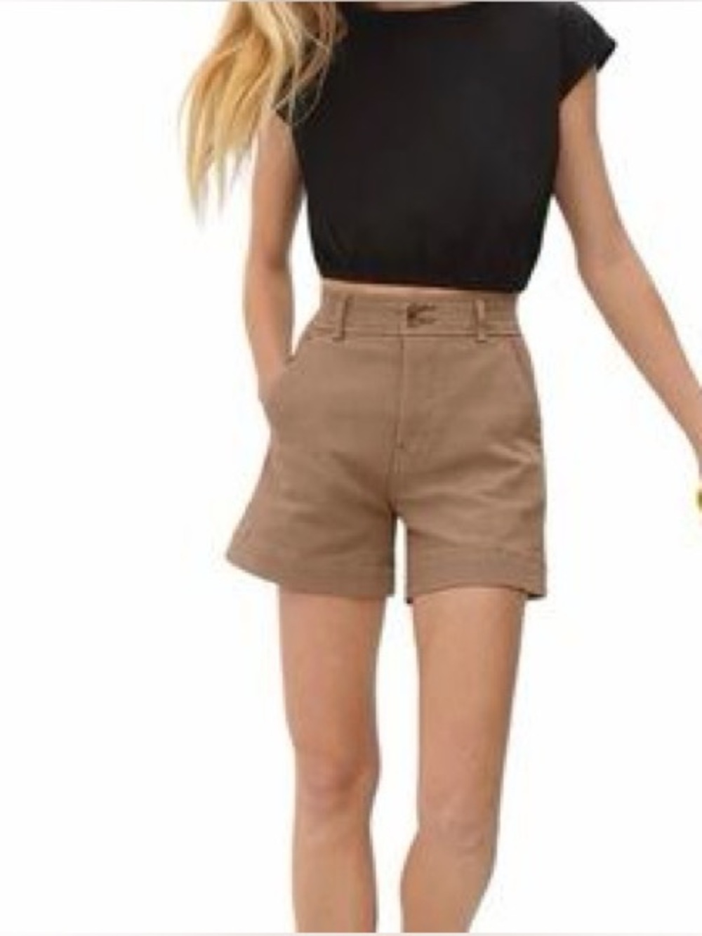 Everlane High Waist Shorts in Tan